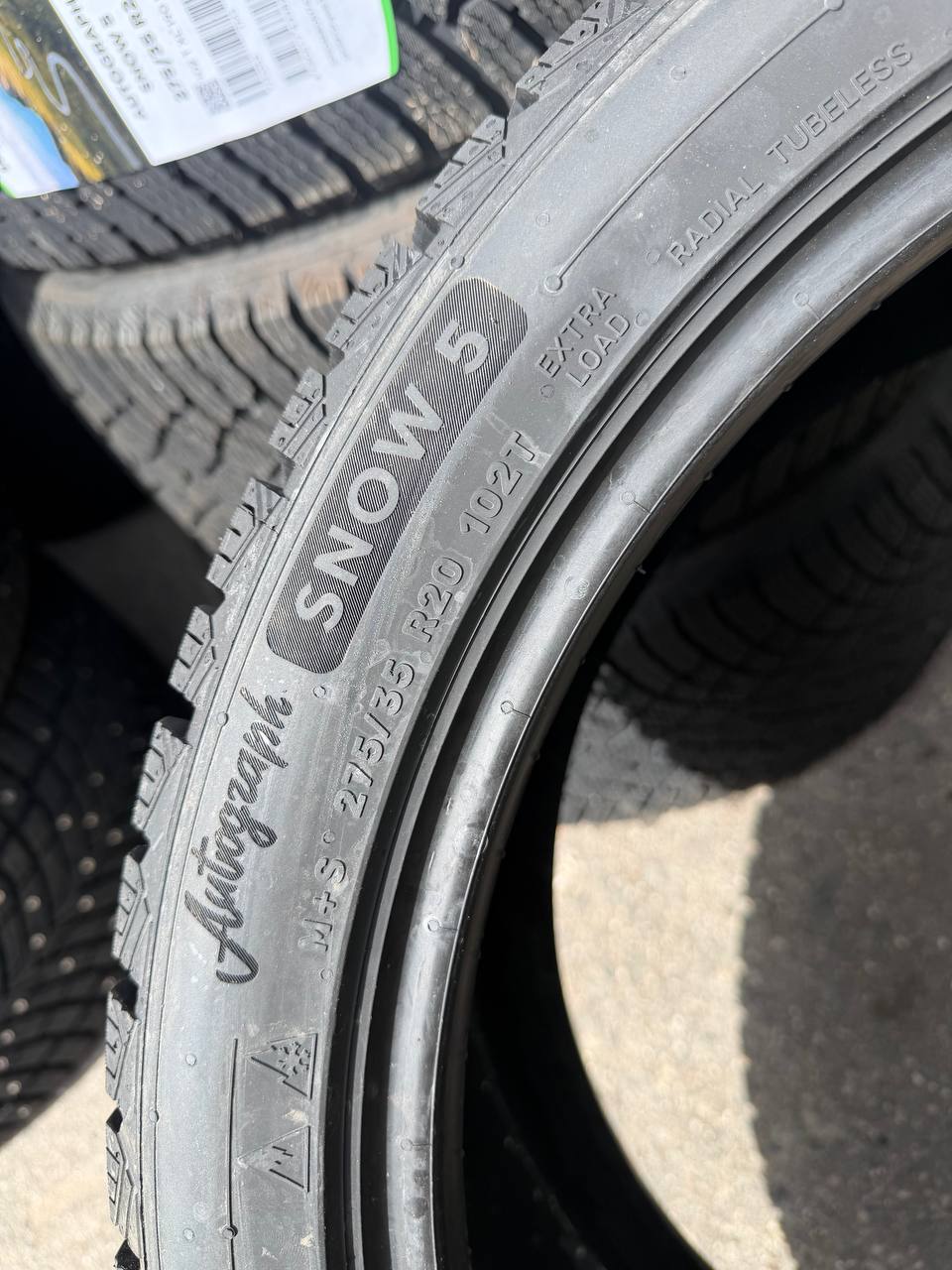 Боковина 275/35 R20: Autograph Snow 5, M+S, снежинка на фоне горы